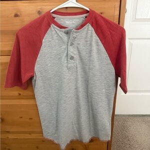 GAP Kids Gray and Red Henley Shirt